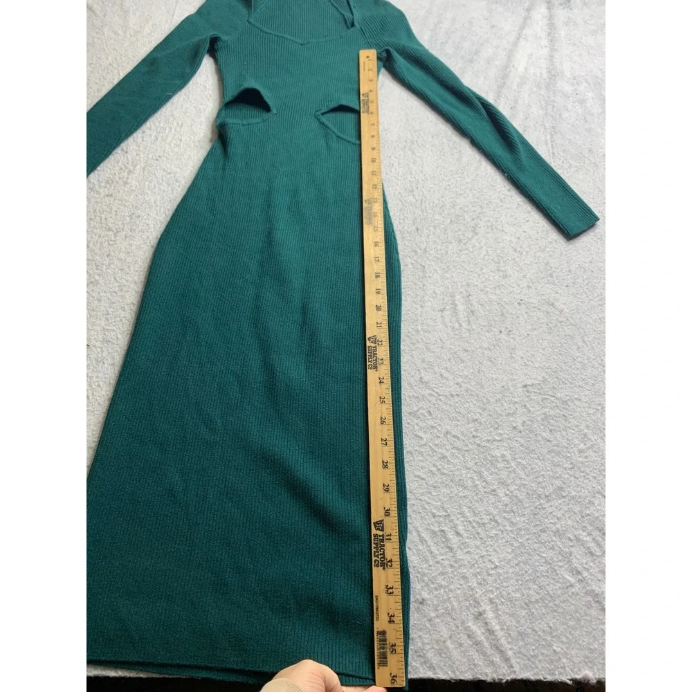 Abercrombie Fitch Ribbed Cutout Long‎ Sleeve sweater Dress Green XSP